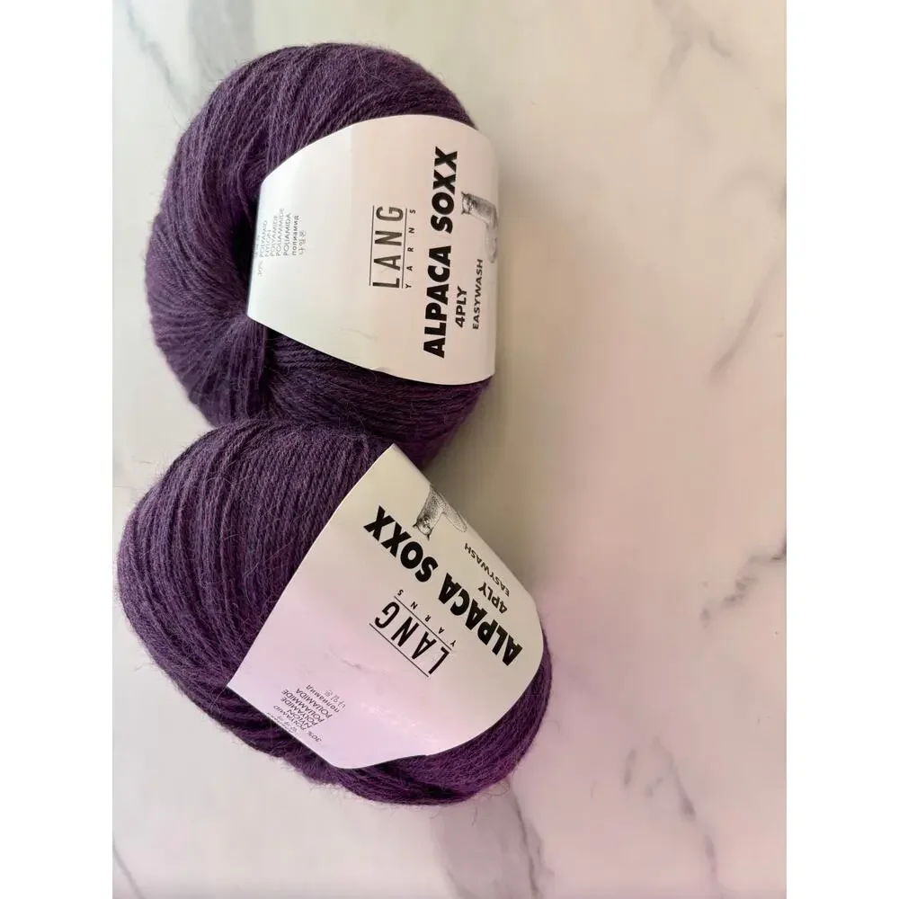 Lang Yarns Alpaca Soxx 4-Ply Fingering Yarn Purple 1062.0147 Lot 297564 Set of 2